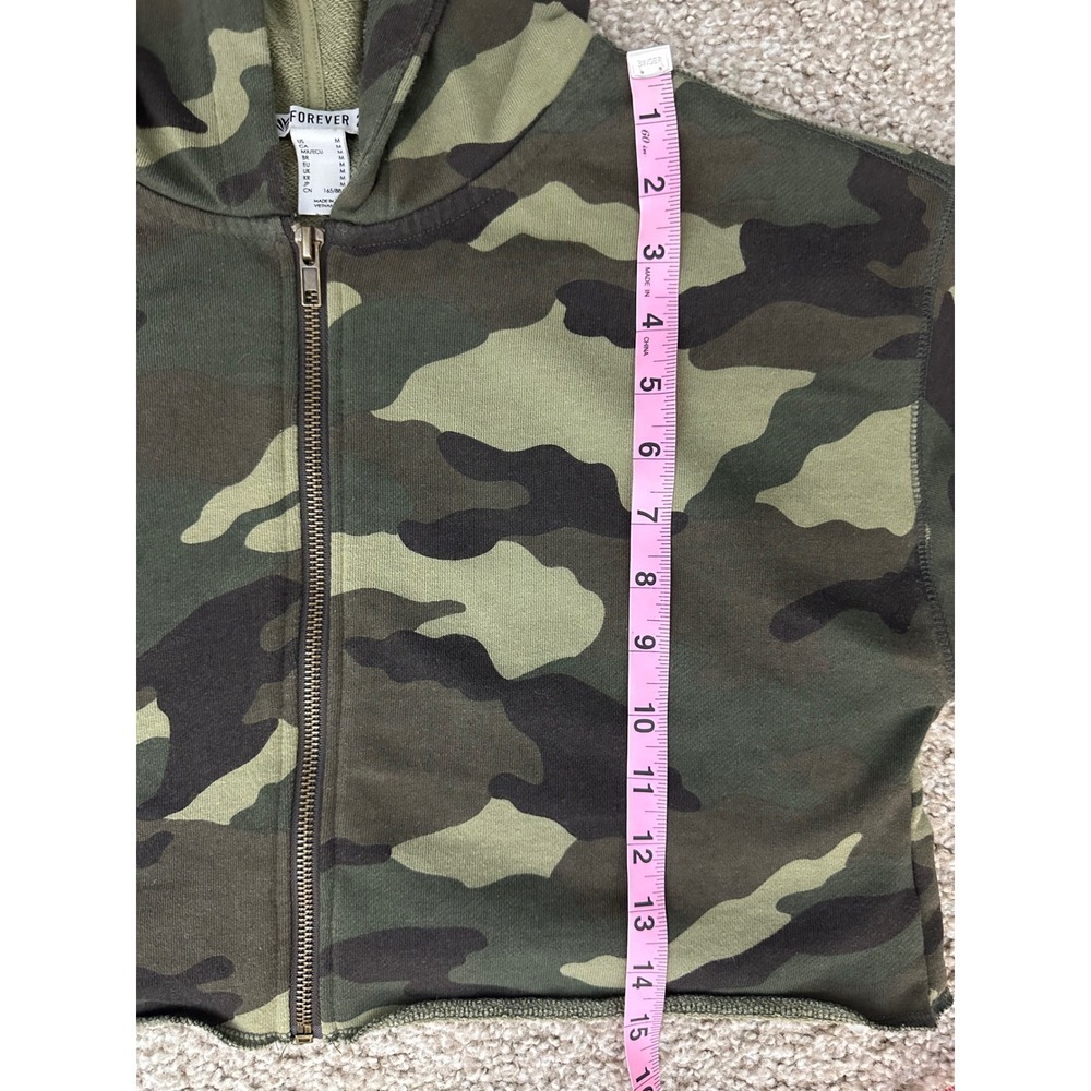Forever 21 Camo Cropped Full Zip Hoodie Women's Medium Activewear Jacket SizeM - Picture 7 of 7